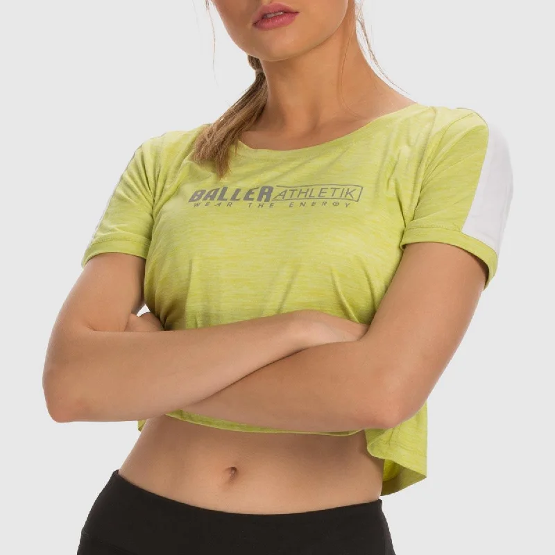 Basic Crop Tee - Green Glow Sequined Glittery Shiny