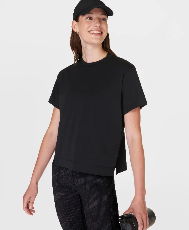 Breathe Easy Circuit T-shirt Sb9918 Black Collared Crew Neck Turtle Neck