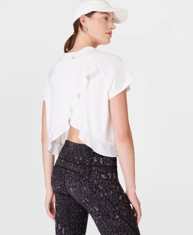 Breathe Easy Ruffle T-shirt Sb9954 White Spandex Blend Rayon Blend Denim Blend