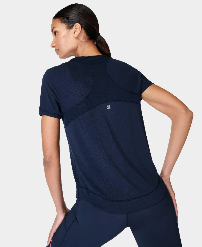 Breathe Easy T-shirt Sb9121 Navy-Blue Fleece Fabric Down Fabric Feather Fabric