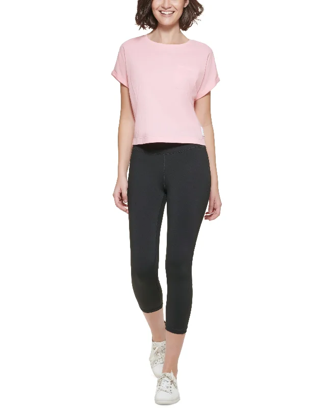 Calvin Klein Performance Bungee Hem Pocket Cotton T-Shirt Sequined Glittery Shiny