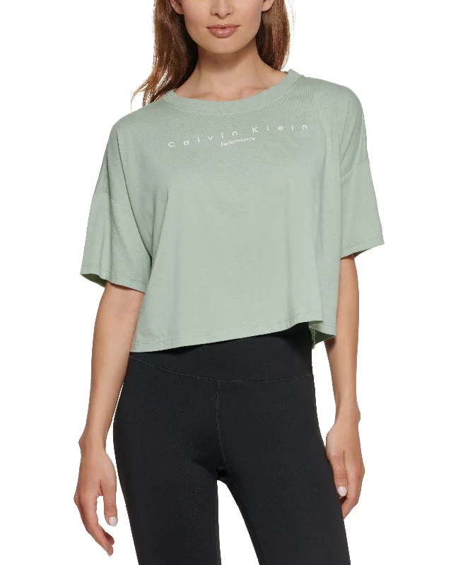 Calvin Klein Performance Womens Logo Cropped T-Shirt Front Pockets Side Pockets Patch Pockets Calvin Klein Performance Womens Logo Cropped T-Shirt Front Pockets Side Pockets Patch Pockets