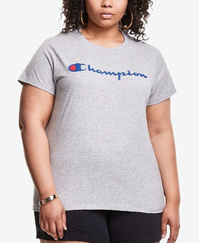 Champion Plus Size Classic Logo Graphic T-Shirt Sequined Glittery Shiny
