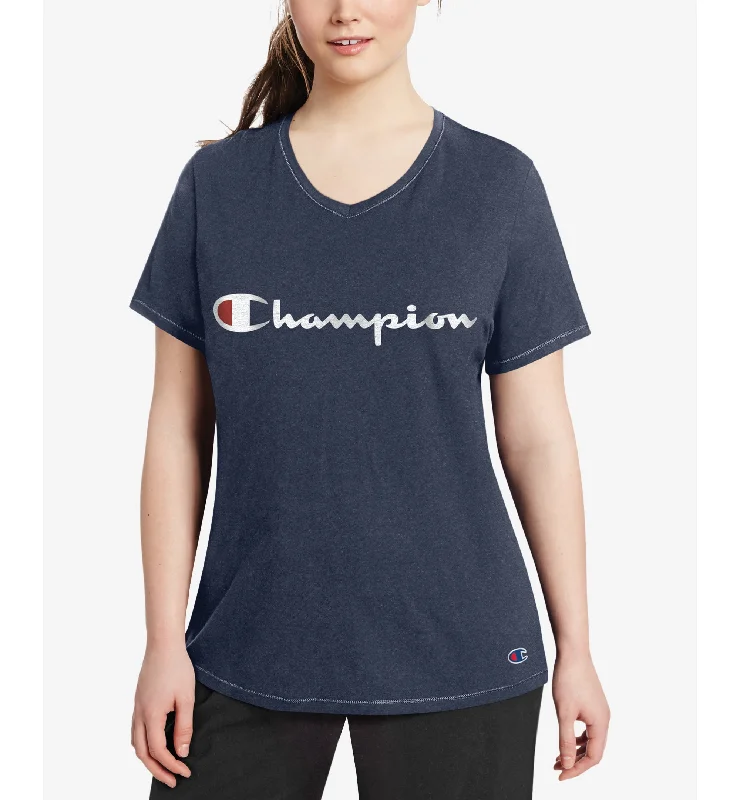 Champion Plus Size Logo T-Shirt Real Fur Shearling Chenille