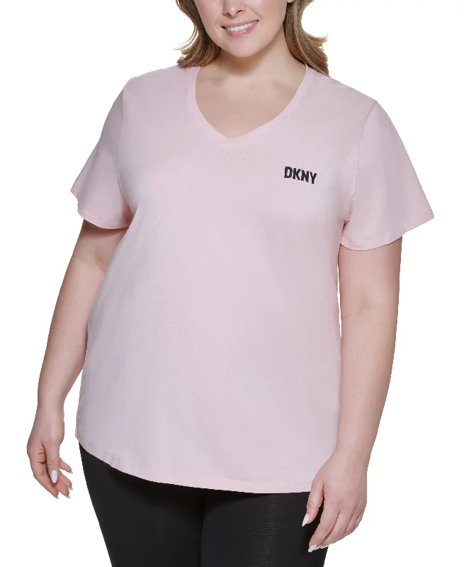 DKNY Sport Plus Size Logo Tee Zippered Front Buttoned Front Snap Front