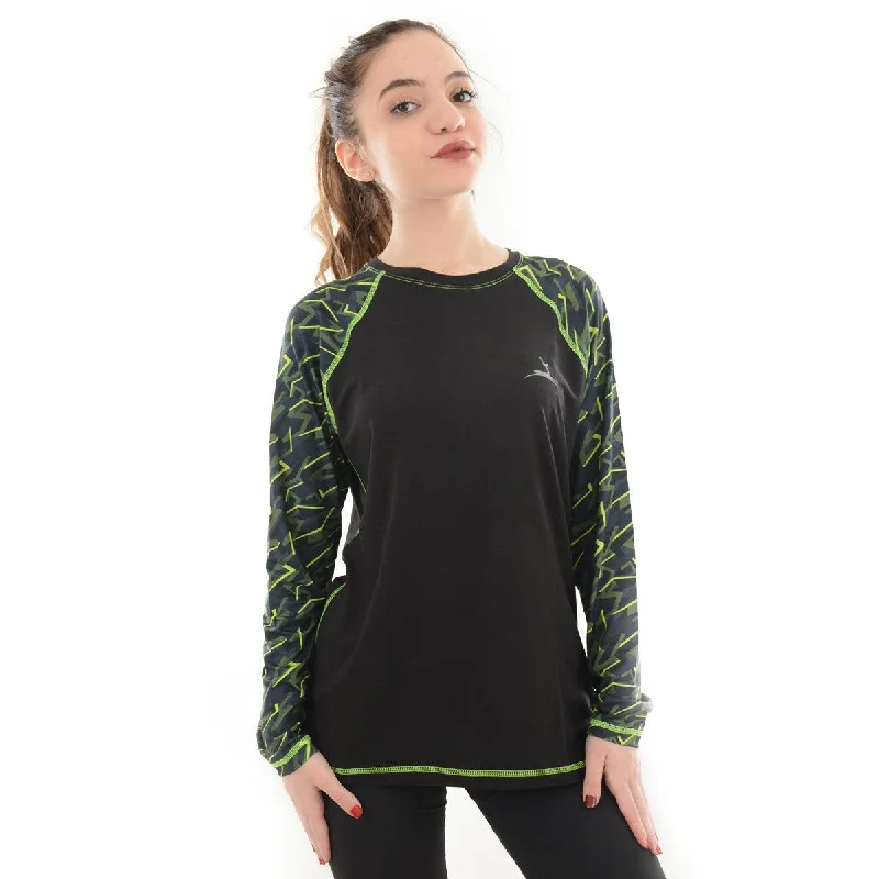 Dry-Fit printed sleeves T-shirt - Black Notch Collar Peter Pan Collar Cowl Neck