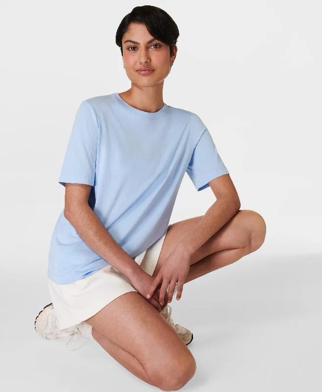 Essential Crew Neck T-shirt Sb9687 Breeze-Blue Cotton Fabric Linen Fabric Terry Fabric