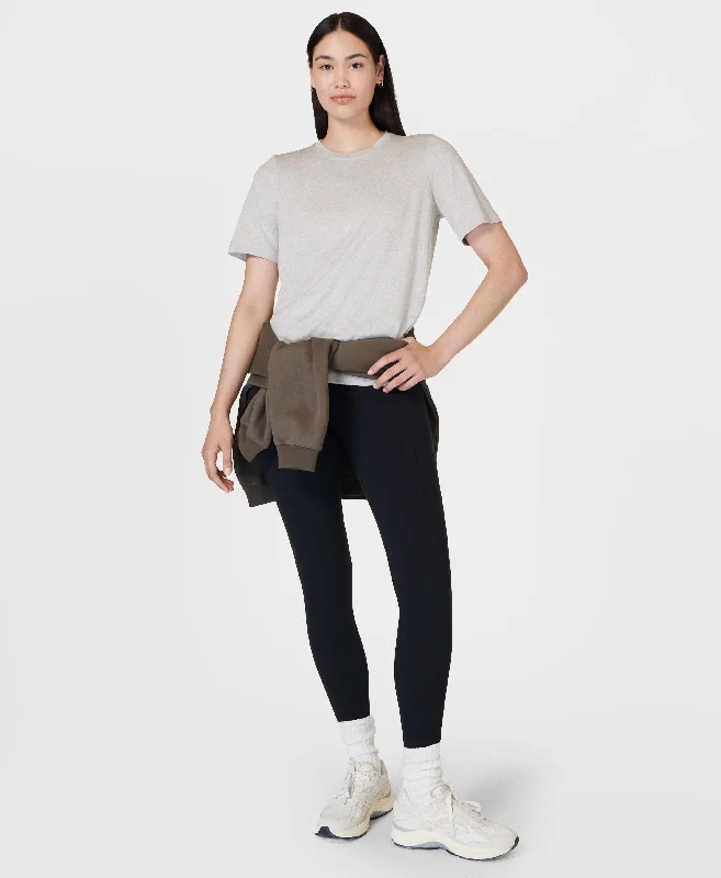 Essential Crew Neck T-shirt Sb9687b Light-Grey-Marl Denim Fabric Leather Fabric Suede Fabric