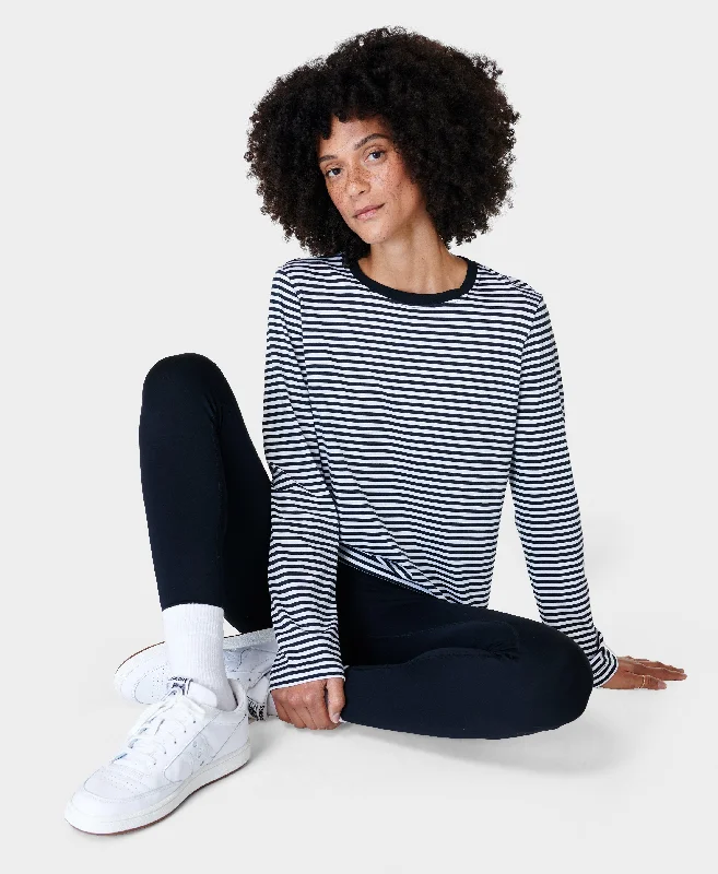 Essential Long Sleeve T-shirt Sb9690a Black-And-White-Stri Handmade Hand-knitted Hand-woven
