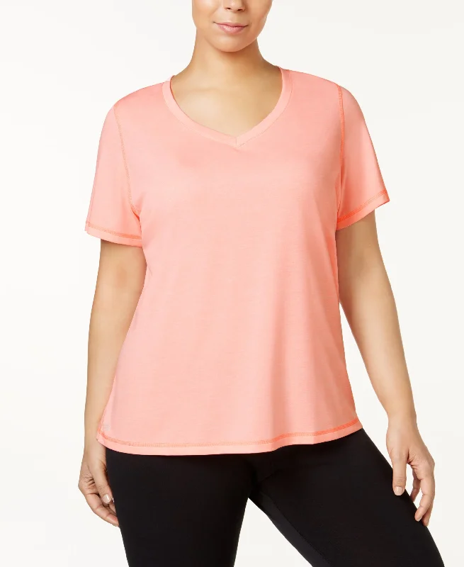 ID Ideology Plus Size Rapidry V Neck Performance T-Shirt Real Fur Shearling Chenille