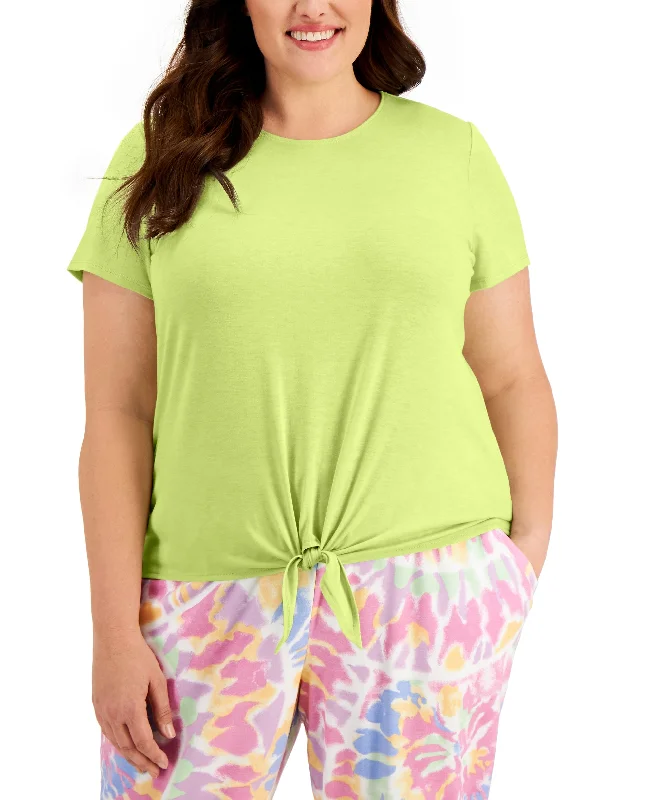 ID Ideology Plus Size Tie Hem T-Shirt Chenille Fabric Brocade Fabric Lace Fabric