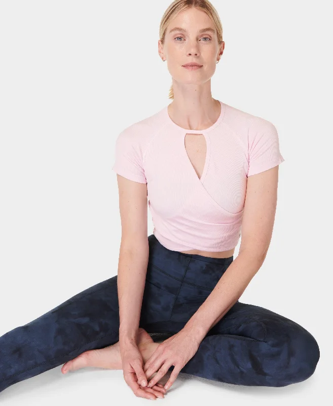 Mindful Seamless Wrap Tee Sb9787 Repose-Pink Rayon Velvet Corduroy