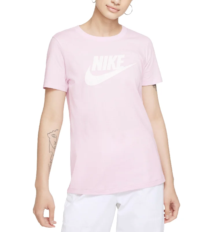 Nike Womens Sportswear Cotton Logo T-Shirt Fleece Fabric Down Fabric Feather Fabric