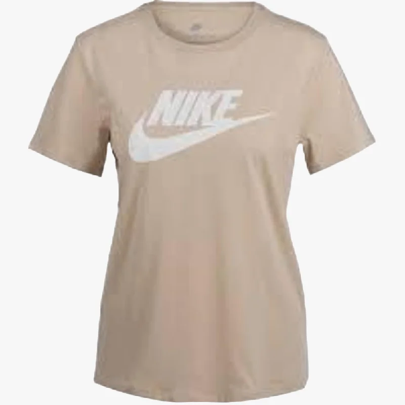 Nike Womens Sportswear Essential Short Sleeve Tee Beige Seamless Knitted Crochet