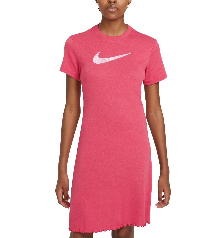 Nike Womens Sportswear Femme T-Shirt Dress Hooded Caped Shawl Collar