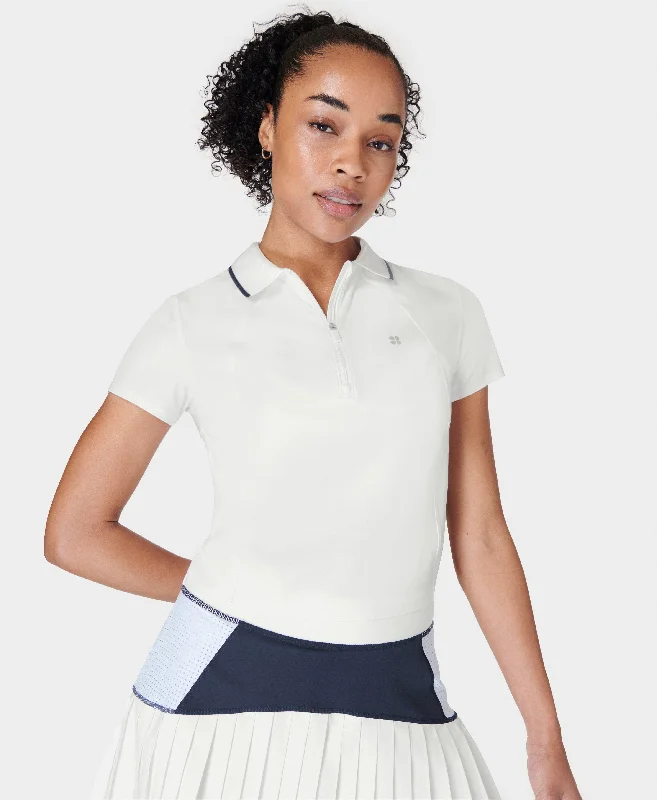 Power Match Point Tennis Tee Sb9737 White Welt Pockets Slit Pockets Flap Pockets