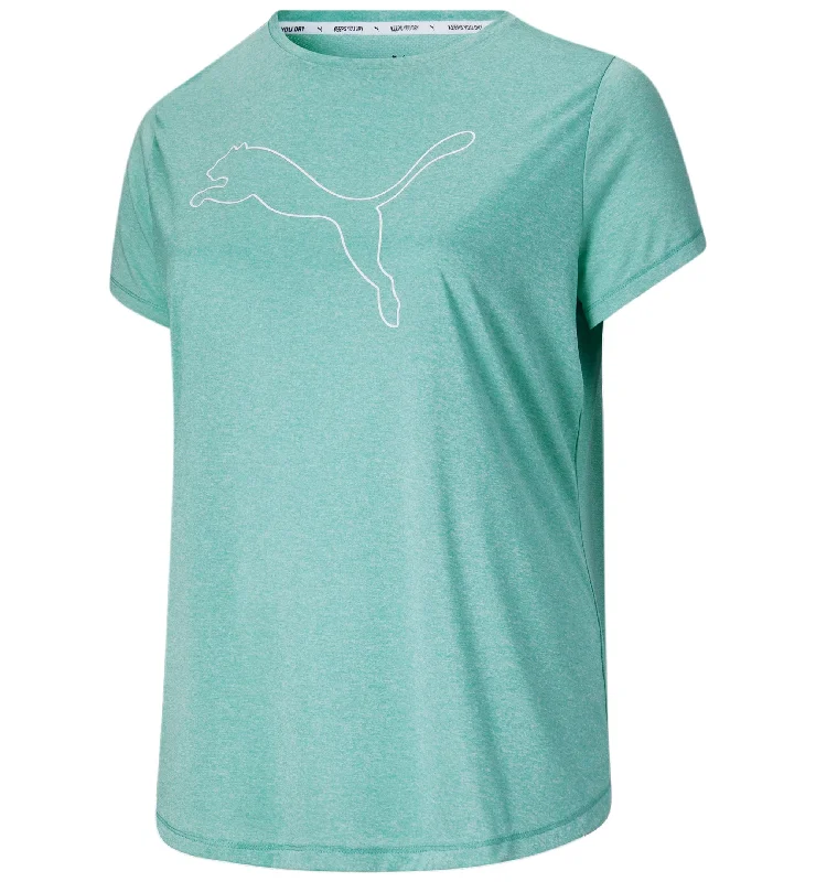 Puma Plus Size Heather Logo T-Shirt Ribbed T-Shirt High Neck Heavyweight