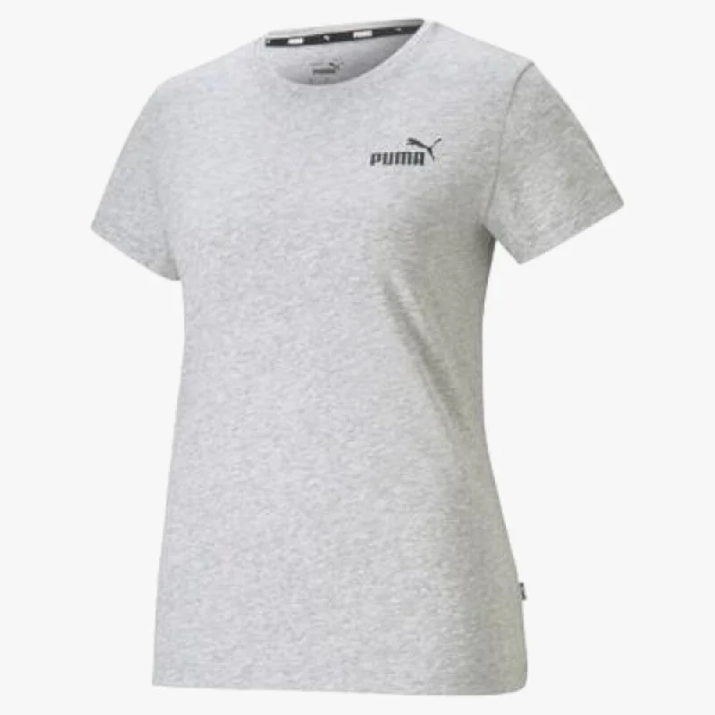 Puma Womens Ess Small Logo Short Sleeve Tee Light Gray Chenille Brocade Lace