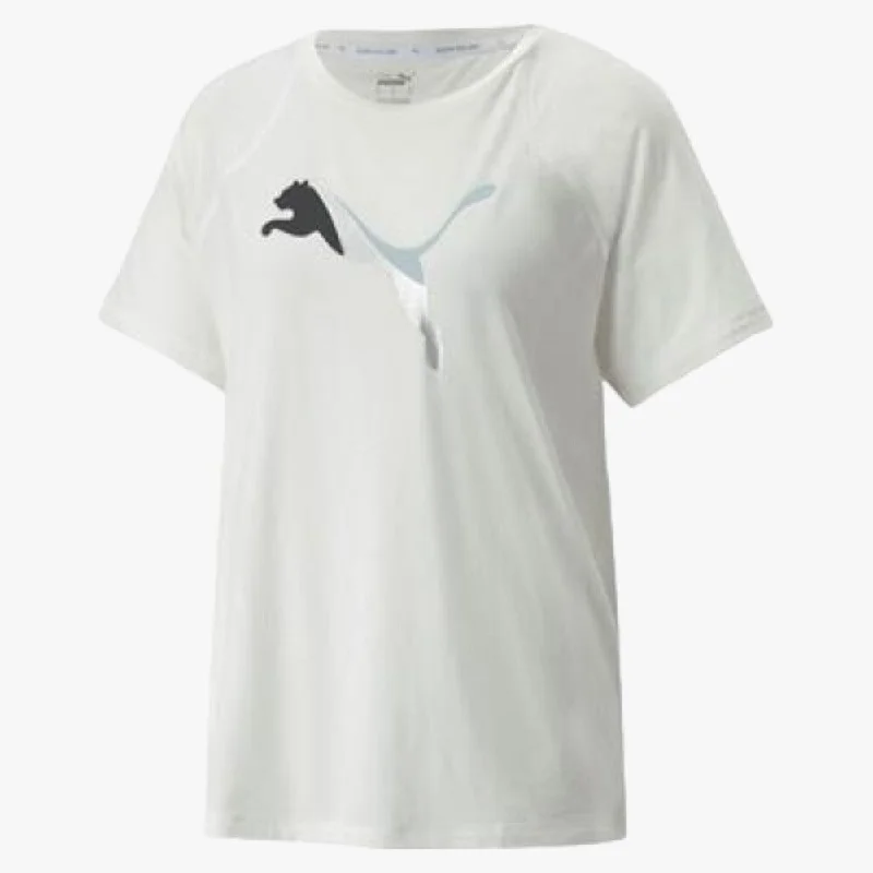 Puma Womens Evostripe Short Sleeve Tee White V-Neck T-Shirt Long Sleeve Cotton