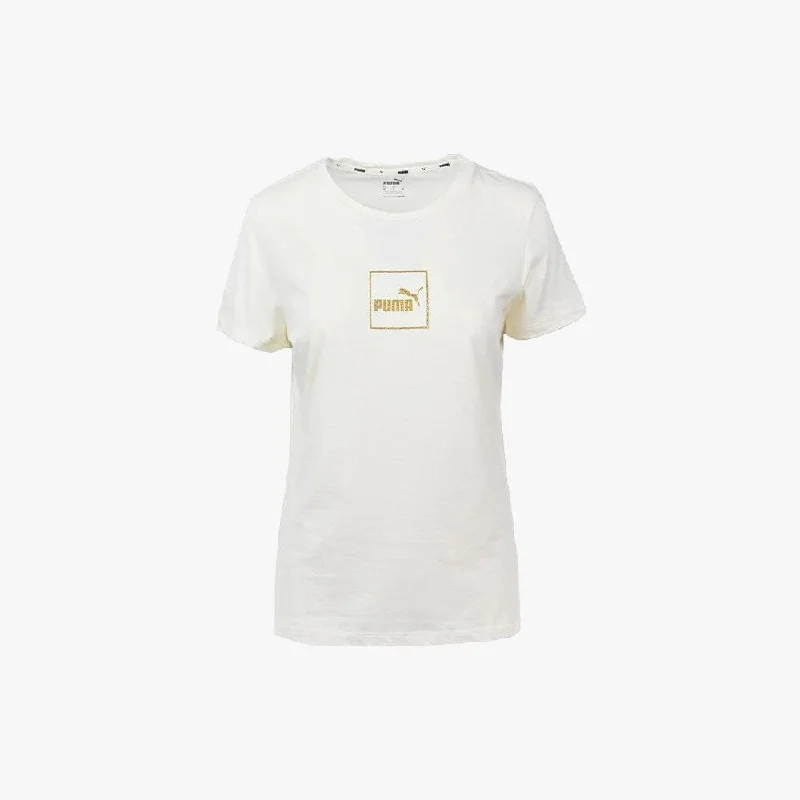 Puma Womens Holiday Short Sleeve Tee Ivory Front Pockets Side Pockets Patch Pockets