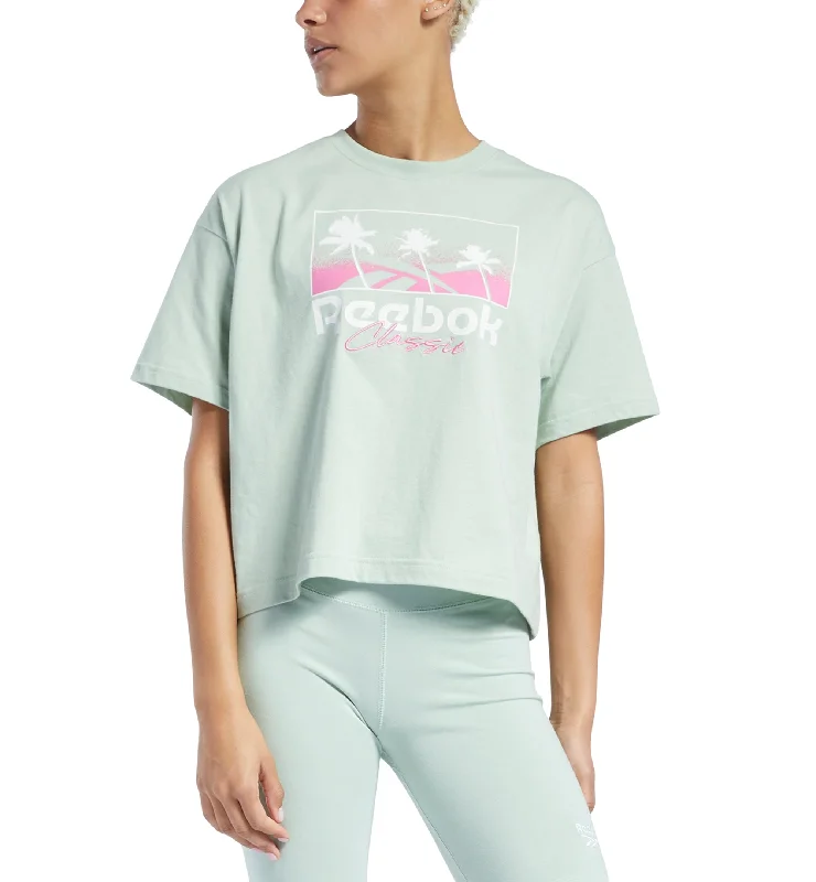 Reebok Womens Cotton Graphic T-Shirt Boxy Fit Fitted Loose