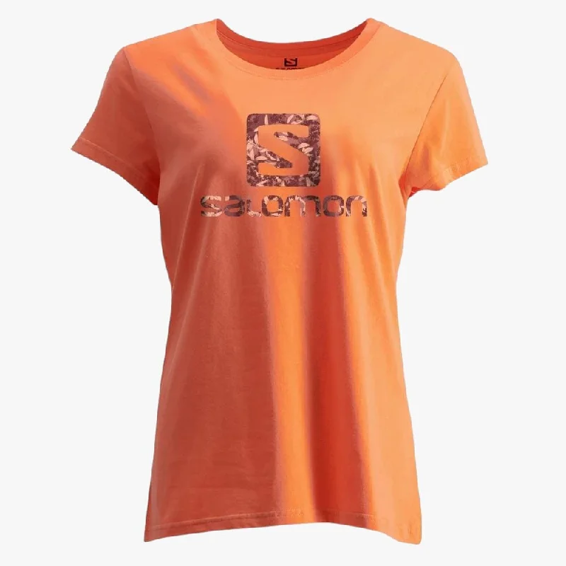 Salomon Womens Teacup Short Sleeve Tee Coral Print Jacquard Patchwork