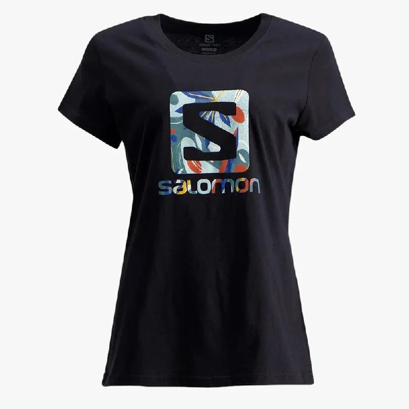 Salomon Womens Tropic Of The Sea Short Sleeve Tee Black Mesh Fabric Canvas Fabric Denim Fabric