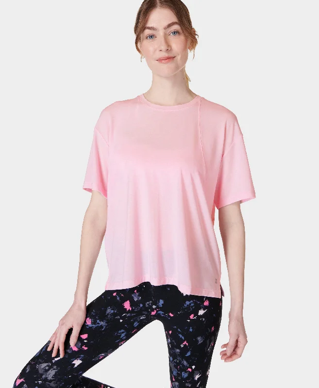 Soft Flow Studio Tee Sb9667 Nerine-Pink Notch Collar Peter Pan Collar Cowl Neck