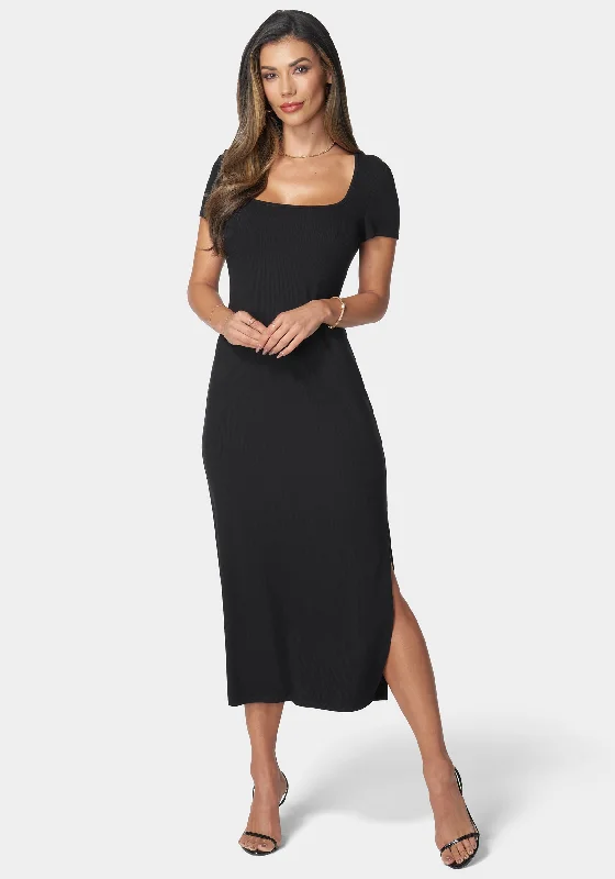 Square Neck Maxi T-Shirt Dress Terry Blend Velvet Blend Canvas Blend