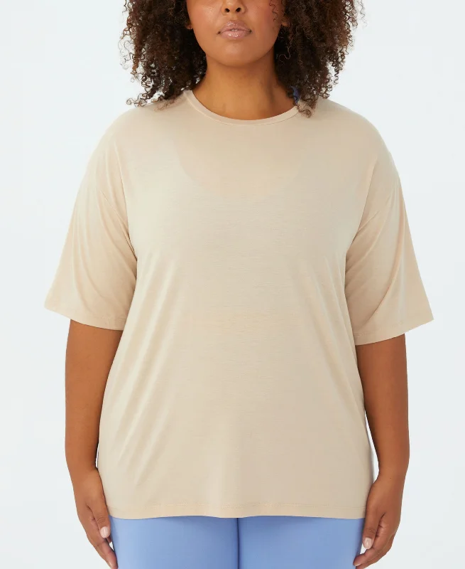Trendy Plus Size Active Boyfriend T-shirt Welt Pockets Slit Pockets