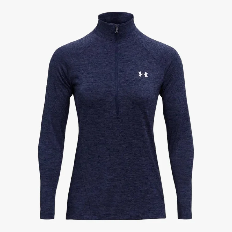 Under Armour Ladies New Tech Tee 1/2 Zip Navy 410 Collared T-Shirt Boat Neck A-Line