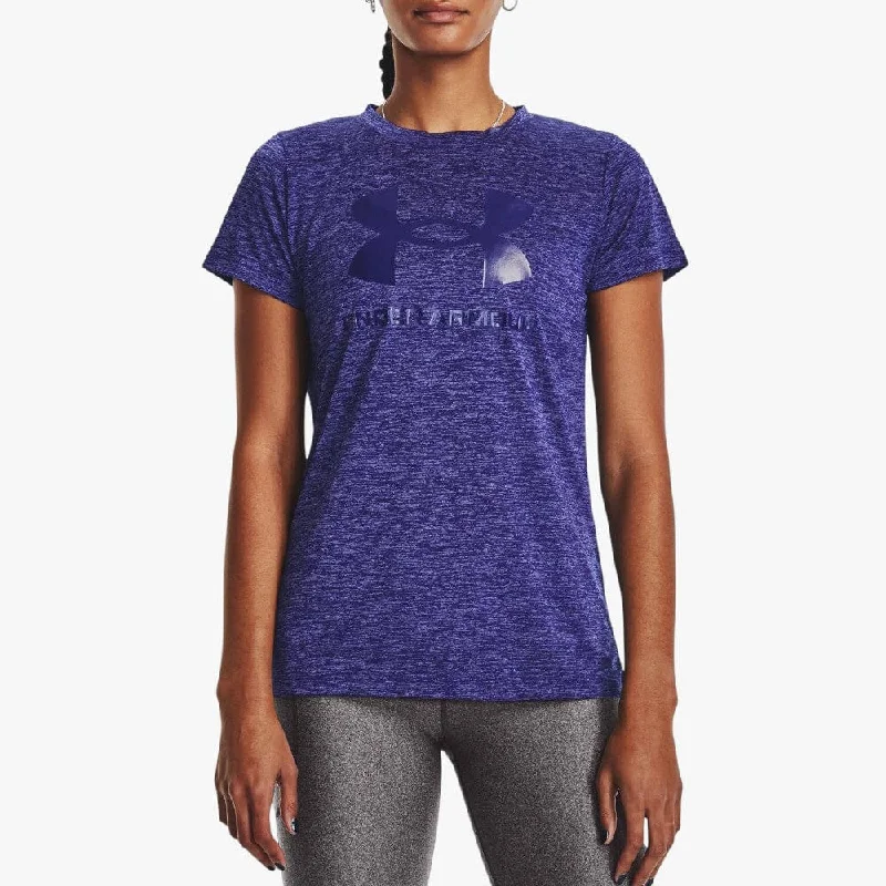 Under Armour Womens Tech Twist Short Sleeve Tee 468 Blue Mesh Canvas Denim