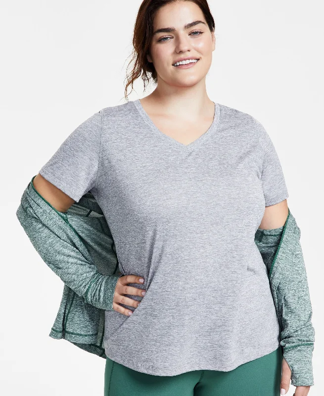 Women's Essentials Rapidry Heathered Performance T-Shirt Seamless Knitted Crochet