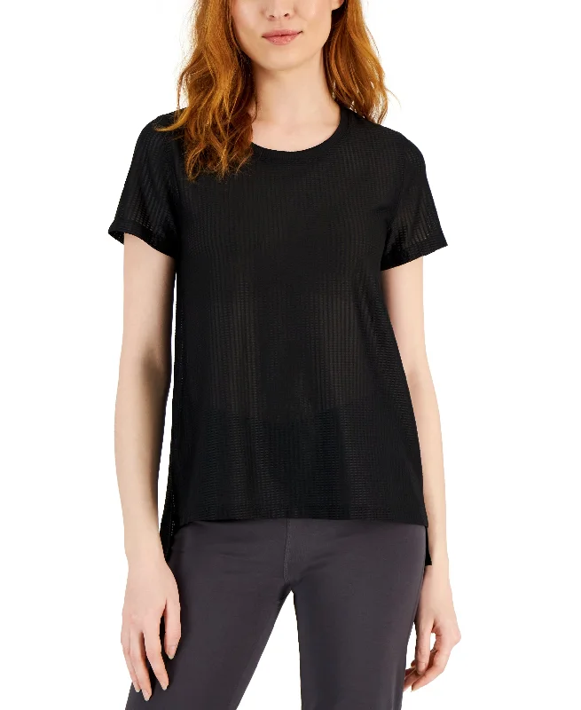 Women's Relaxed Short-Sleeve Mesh Tee Iron Safe Non-Iron Wrinkle Free