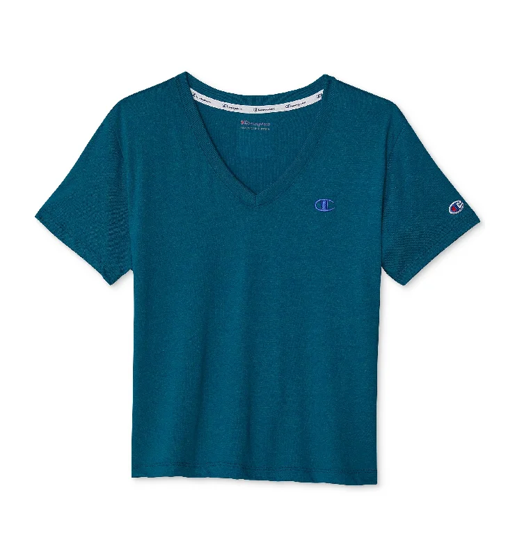 Women's Relaxed V-Neck T-Shirt Nylon Fabric Polyester Fabric Spandex Fabric