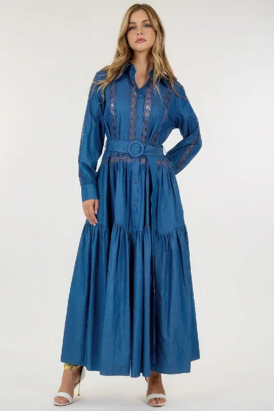 Long Sleeve Maxi Dress Fashionable Layered Maxi Dress