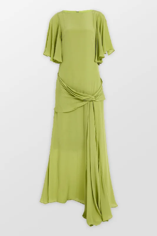 Arlowe Maxi Dress With Front Knot Fashionable Faux Wrap Maxi Dress