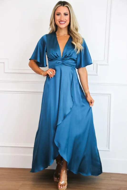 Before You Go Maxi Dress: Teal Elegant Velvet Maxi Dress