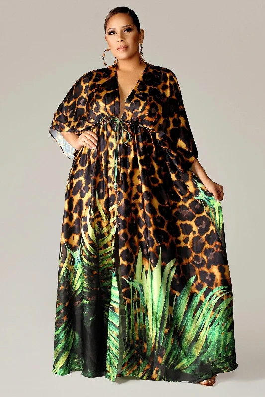 Bora Bora Leopard Maxi Dress Elegant Maxi Dress with Ruffles