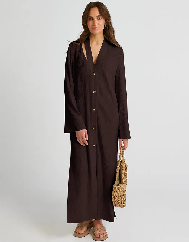 Brown Heavy Designer Heavy Fancy Maxi Dress Comfortable Cotton Maxi Dress