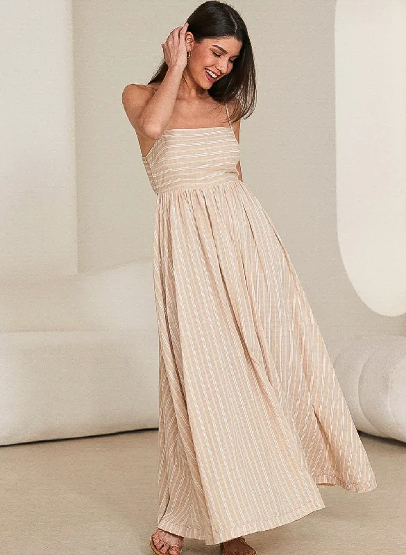 Carbon Natural Print Maxi Dress Fashionable Layered Maxi Dress