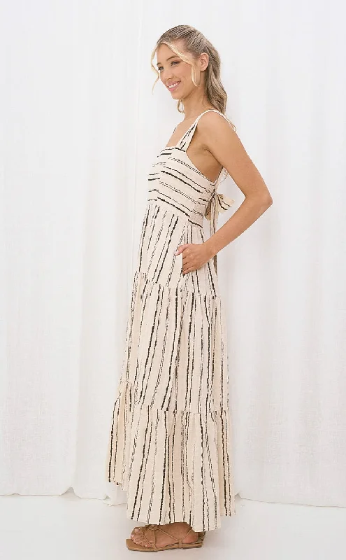 Carbon Tie Back Maxi Dress Casual Maxi Dress with Pockets