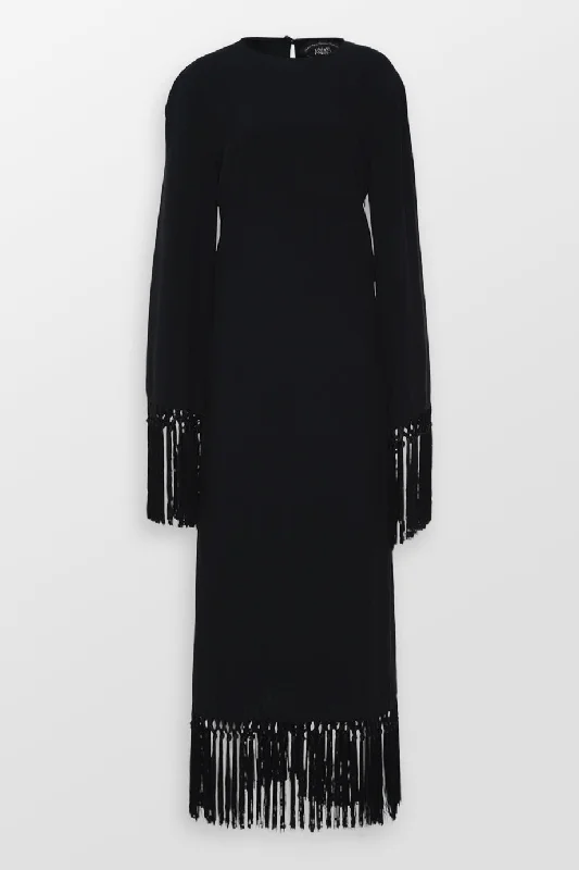 Claudia Fringe Maxi Dress Cozy Cold-Shoulder Maxi Dress