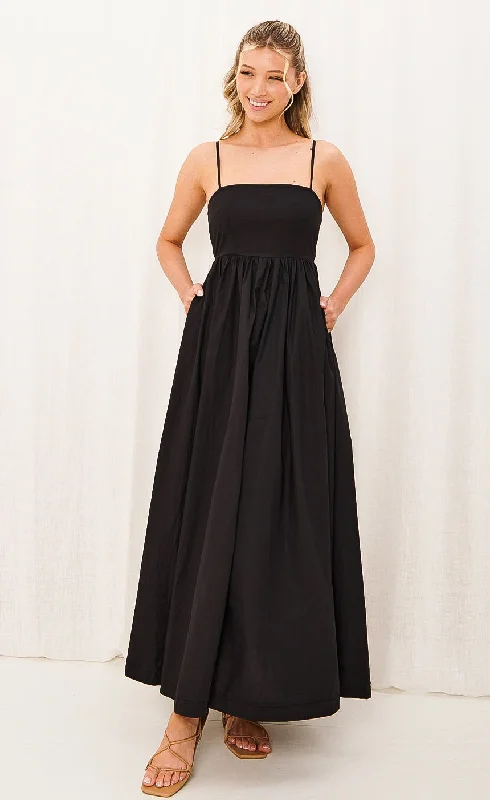 Cleo Black Maxi Dress Cozy Maxi Dress with Slit
