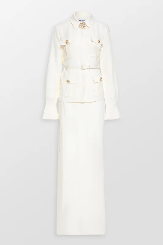 Collared Maxi Dress Elegant Maxi Dress with Slit