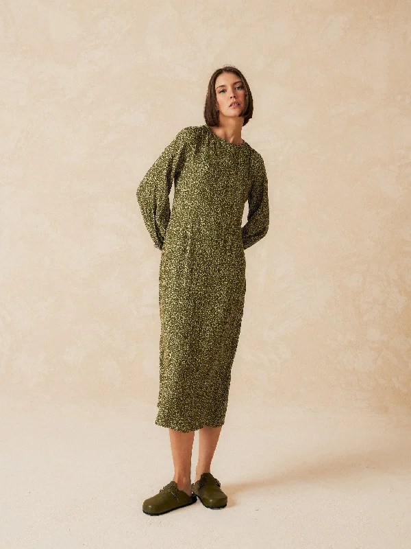 Maxi Dress Viscose Crep Stylish Maxi Dress with Frills