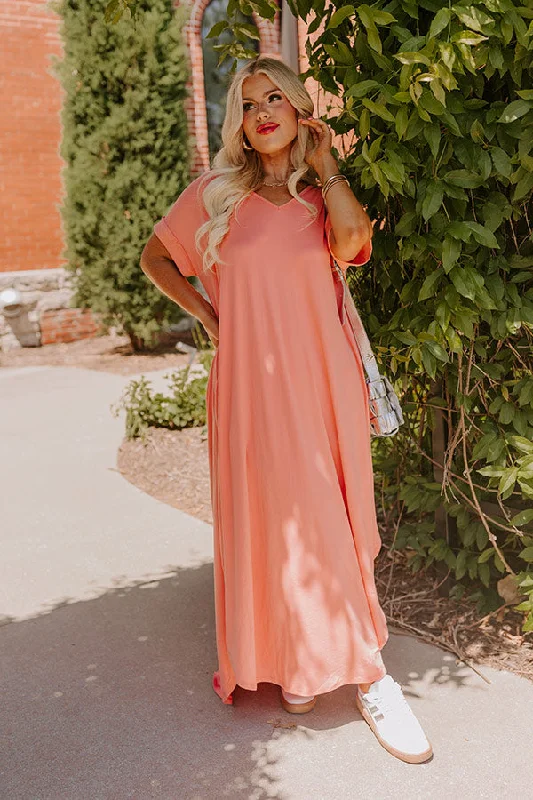 Just My Type T-Shirt Maxi In Peach Curves Machine Wash Dry Clean Hand Wash