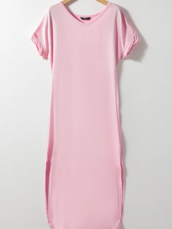 Long Skull T-Shirt Dress Notch Collar Peter Pan Collar Cowl Neck