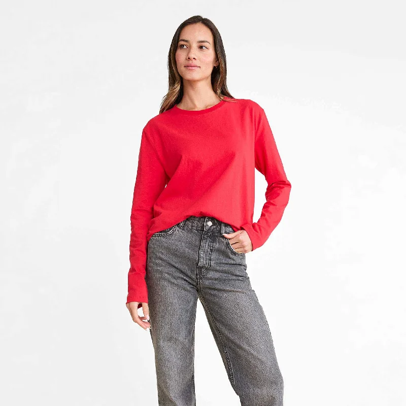 Vintage Cotton Long Sleeve Everyday T-Shirt | Cherry Zippered Front Buttoned Front Snap Front Vintage Cotton Long Sleeve Everyday T-Shirt | Cherry Zippered Front Buttoned Front Snap Front