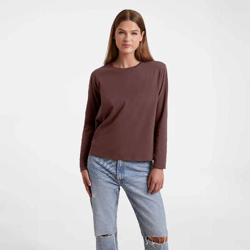 Vintage Cotton Long Sleeve Everyday T-Shirt | Coffee Fleece Fabric Down Fabric Feather Fabric Vintage Cotton Long Sleeve Everyday T-Shirt | Coffee Fleece Fabric Down Fabric Feather Fabric